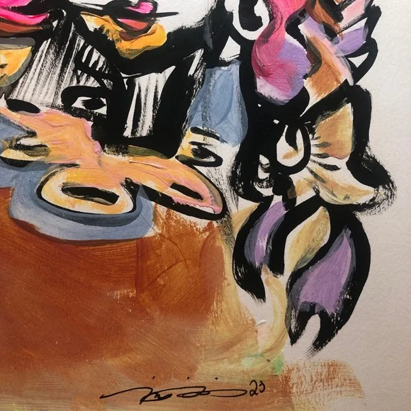 Original painting acrylic on paper character sketch signed 9x14” - Picture 3 of 4